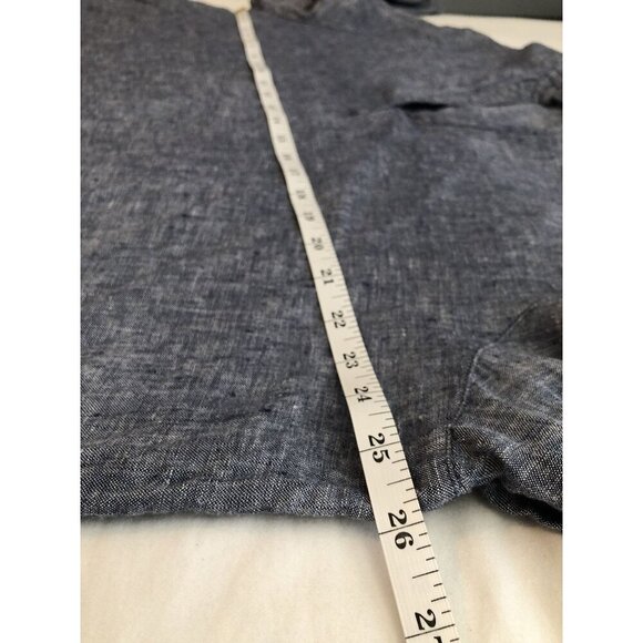 Sigrid Olsen Women's Oversized Linen V-Neck Top 1X Blue Button Accent Coastal - Picture 5 of 6